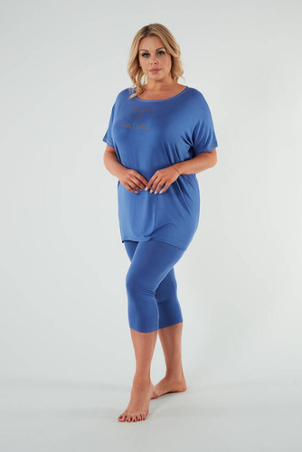 Dámske pyžamo Natura s krátkym rukávom a 3/4 nohavicami Italian Fashion - modré