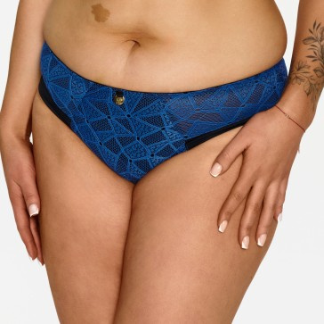 2602 Lupoline nohavičky - klasické modré s čiernou gumičkou, čipkované