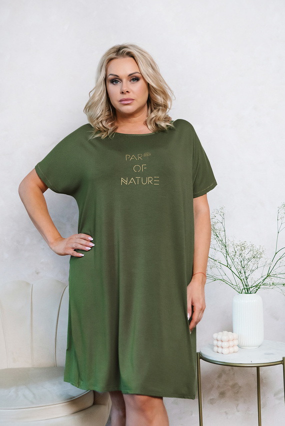 Natura Dámska nočná košeľa s krátkym rukávom Italian Fashion - khaki