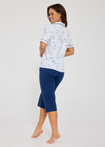 Cornette Yvonne 347/347 dámske bavlnené pyžamo kvety gombíky 3/4