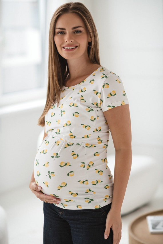 Milk Shirt Milk&Love dojčiaca a materská blúzka s krátkym rukávom v citrónovej farbe - pohodlná a štýlová