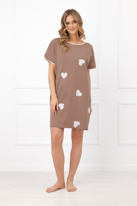 Italian Fashion Mila nočná košeľa Mega Soft krátky rukáv srdcia bavlna