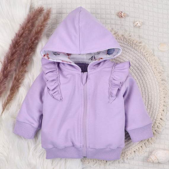 ABN-5488 Podvodný svet Nine mikina z organickej bavlny, fialová, zips, kapucňa