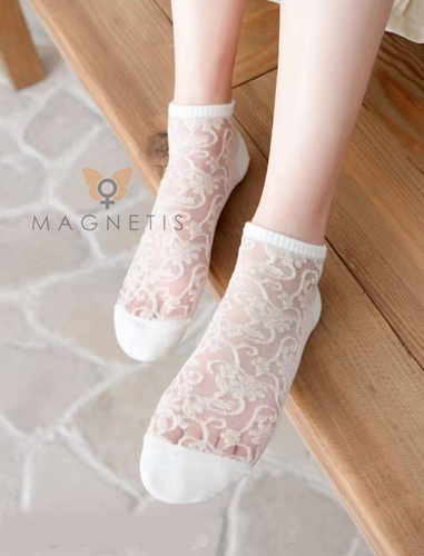 CC-251112 – dámske bavlnené členkové ponožky so sieťkou ecru