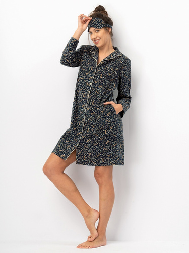 Dámska košeľa Key LND 706 navy blue - bavlnený flanel, dlhý rukáv, gombíky