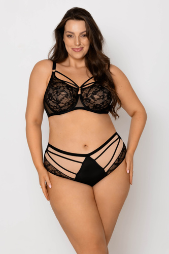 19252 Spodný diel Mediolano Spider - čierny spodný diel s vysokým pásom, tylom a čipkou | Elegantný a zmyselný | Perfektne sa prispôsobí postave