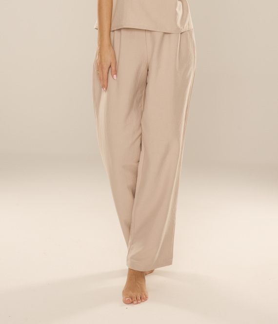 Maeve 875 De Lafense dámske pyžamové nohavice - dlhé, hladké, s vreckami - pieskové