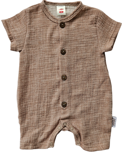 Baby Rampers Just Muslin 02235RL Makoma latte - mušelín 100% bavlna, krátky rukáv