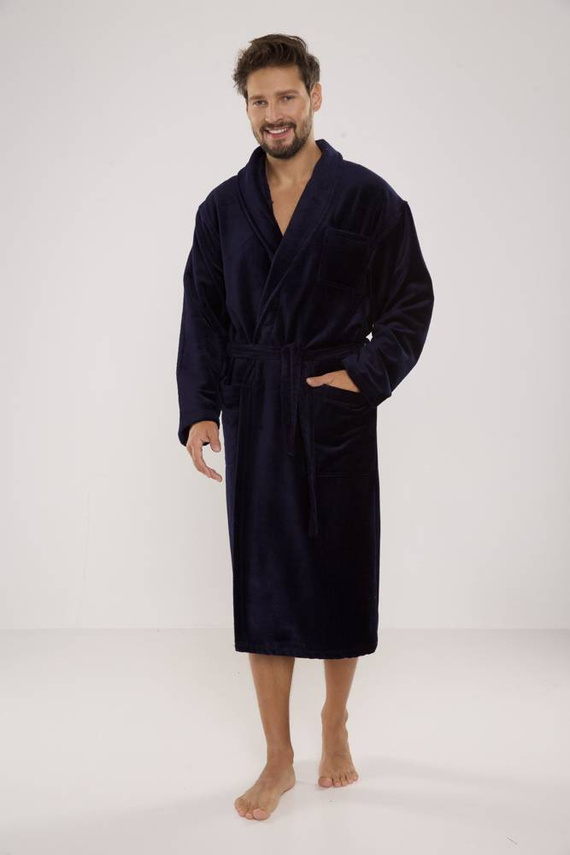 803 / 819 Dvojitý froté pánsky župan Forex - celý tmavomodrý