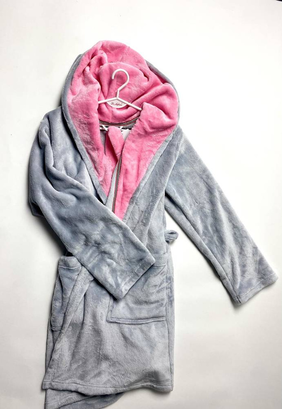 627 Dámsky župan Soraya Short Forex - svetlosivý / ružový