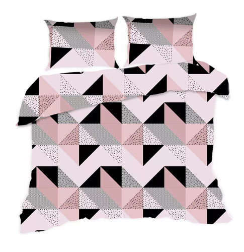 1840N Bavlnené posteľné prádlo Classic E24 Karo powder geometric black - 100% bavlna, odolná, farebná, 2-dielna súprava