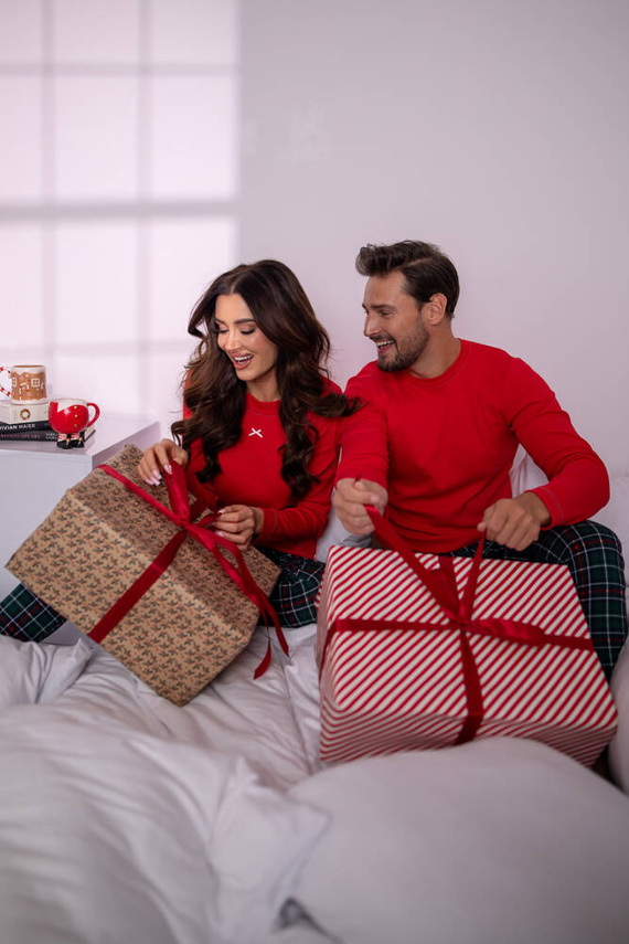 Foggia Dámske pyžamo s dlhým rukávom a dlhými nohavicami Italian Fashion - červená/potlač