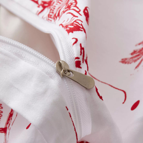 Laponia Vianočné posteľné prádlo z bavlneného saténu Spod Igły i Nitki biela červená - elegantné a mäkké