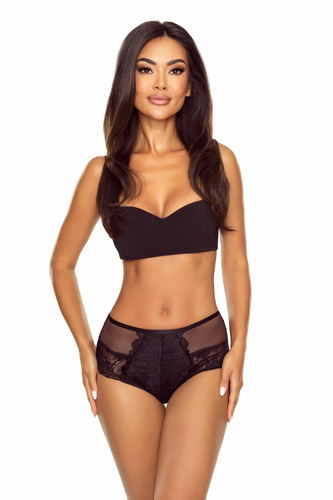 Dámske nohavičky Lapinee 5048 Nadia s vysokým pásom, čipkované s ozdobným zadným dielom, čierne