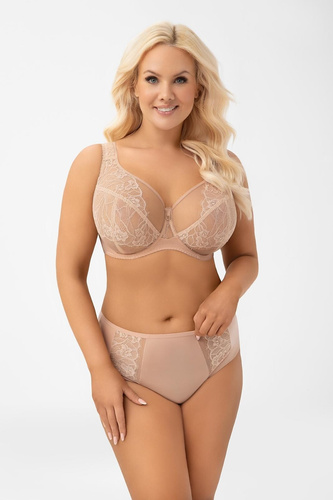 G018 Luisse Almond Gorsenia podprsenka soft pre veľké prsia čipkovaná
