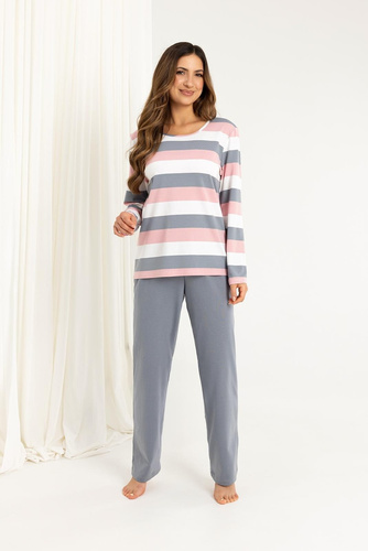 Dámske pyžamo 726 Regina sivé - bavlna, dlhý rukáv, pohodlie a ženský štýl na chladné noci
