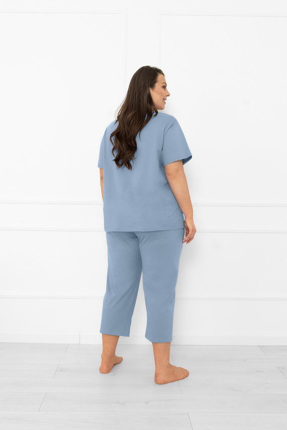 Dámske pyžamo Ksara - krátky rukáv, nohavice 3/4, bavlna Italian Fashion - oceľ