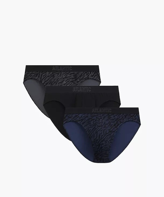 Pánske slipy Atlantic 3MP-221 A3 3-pak – bavlnené grafitová/čierna/indigo