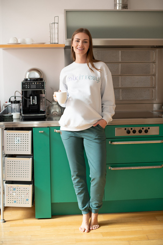 Milk It Easy! Tehotenská a dojčiaca mikina Milk&Love svetlosivá – oversize, skryté zipsy, bavlnená