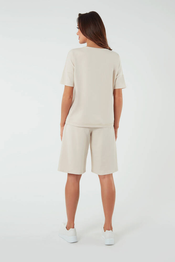 Madri Blúzka s krátkymi rukávmi Talianska móda - béžová