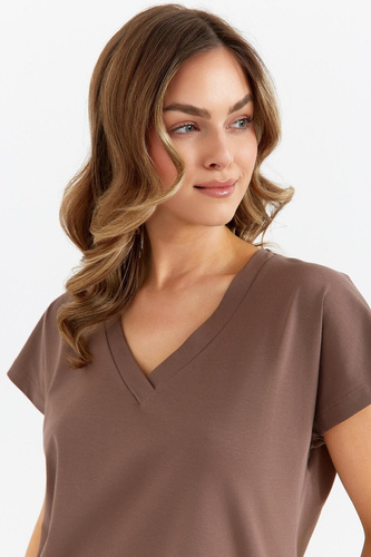 485 Cana dámske pyžamo čokoládové - bavlnené, dvojdielne, elegantné