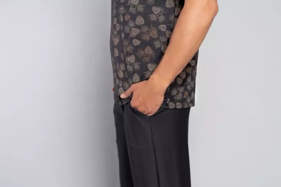 Pinus Pyžamo Pánske s krátkym rukávom, dlhé nohavice Talianska móda - potlač/grafit