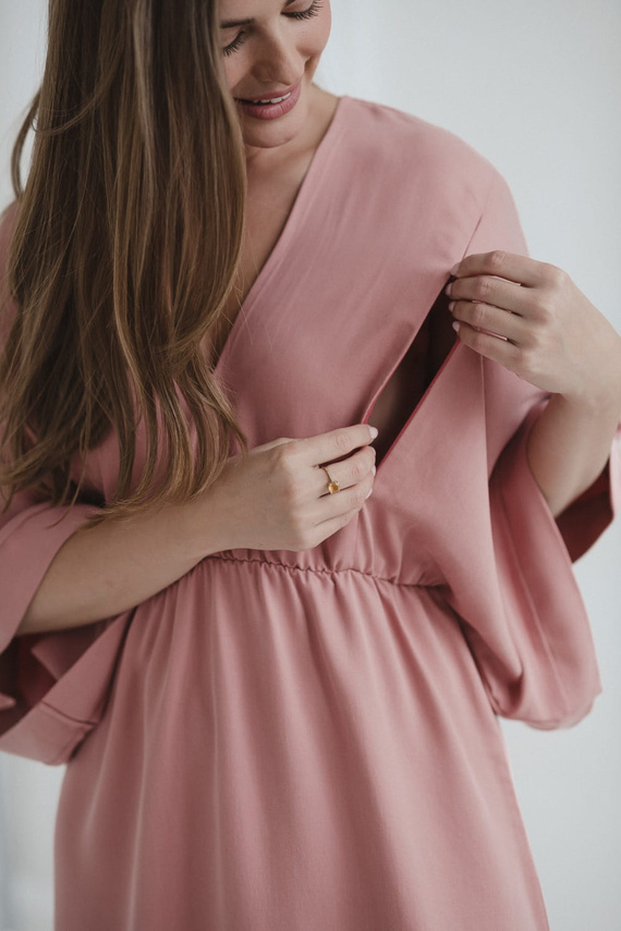 Mama Zen Milk&Love herbal rose - tehotenské a dojčiace šaty z materiálu Tencel