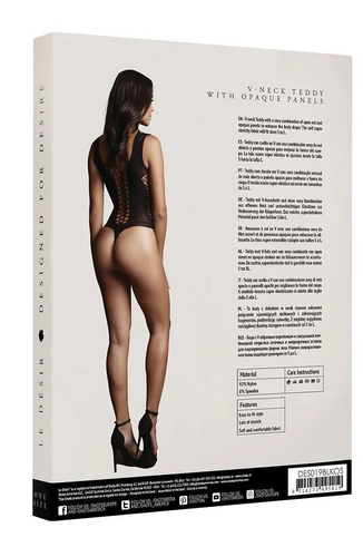 Body DES019 Le Désir čierne body s výrezmi a výstrihom S-L, XL-4XL
