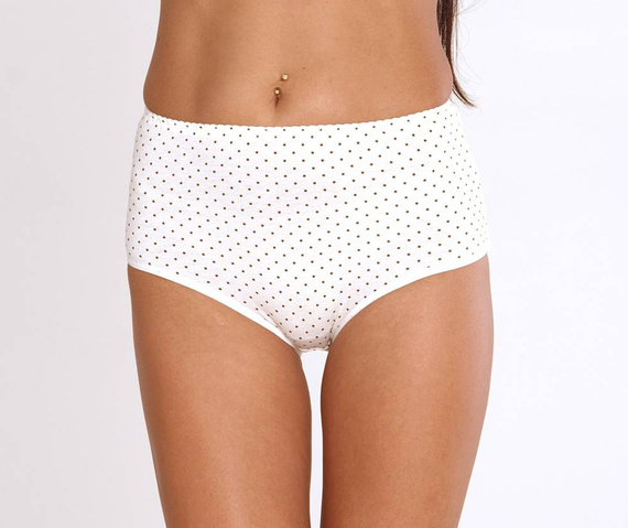 018 Sara De lafense nohavičky s vysokým pásom - ecru dots