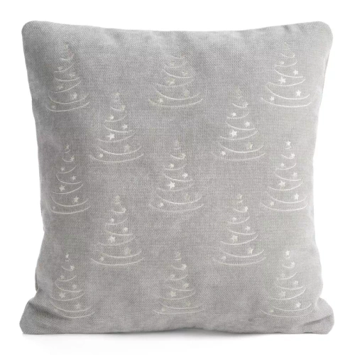 Vianočný návlek na vankúš Eurofirany Chp 301 45x45 cm, chenille s výšivkou, 300 g/m², strieborný