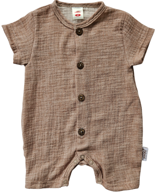 Baby Rampers Just Muslin 02235RL Makoma latte - mušelín 100% bavlna, krátky rukáv