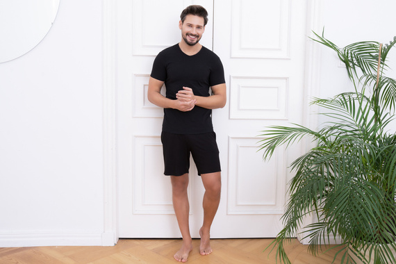 Ikar Pánske tričko s kapucňou pri krku Italian Fashion - čierne