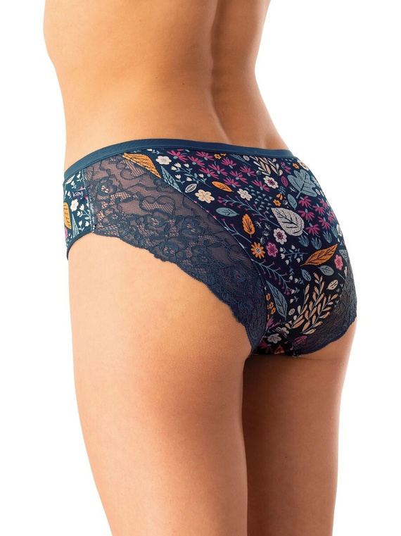 Dámske bavlnené nohavičky Key LPC 570 malinová tmavomodrá - sada 2 ks v škatuľke, pohodlný strih