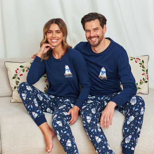 7338 Pánske pyžamo Doctor Nap Cozy Bear - bavlnené, s dlhým rukávom a nohavicami