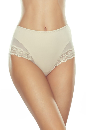 Vensa Eldar béžové - zoštíhľujúce nohavičky, vysoký pás, mikrovlákno a čipka, elegantné