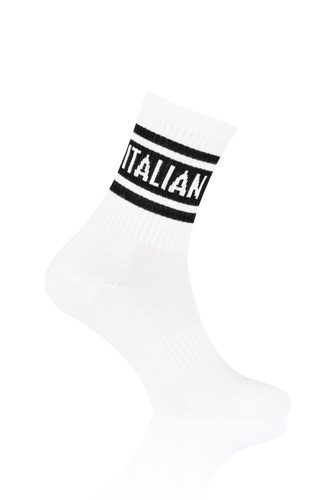 S155D Vintage dlhé ponožky Italian Fashion - biela/čierna