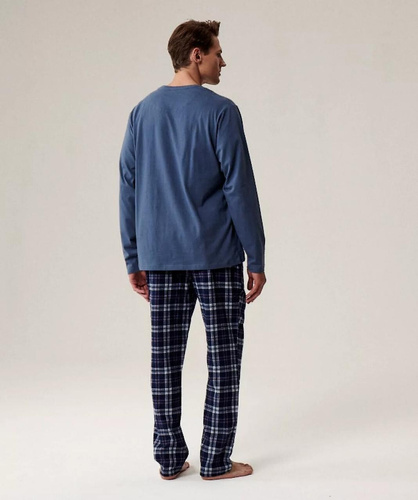 NMP-393 Atlantic blue - pánske bavlnené flanelové pyžamové nohavice