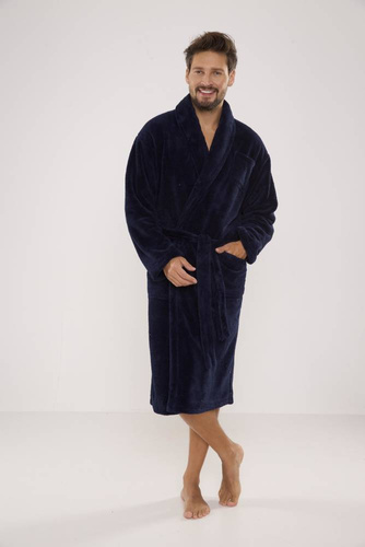 811 Pánsky plyšový župan De Lafense - tmavomodrý