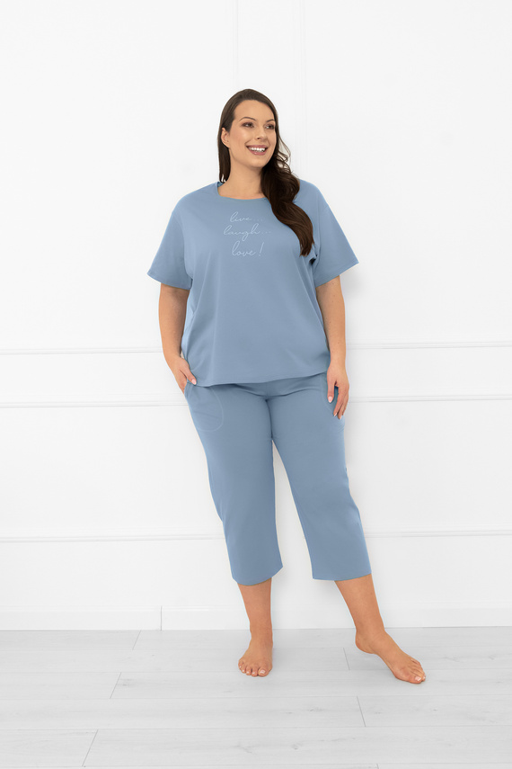 Dámske pyžamo Ksara - krátky rukáv, nohavice 3/4, bavlna Italian Fashion - oceľ