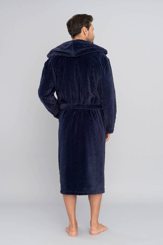 Zygmunt Pánsky župan s kapucňou Italian Fashion - tmavomodrý