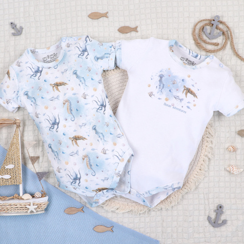 ABN-5448 Body z organickej bavlny Sea Of Joy od Nini - organická bavlna, krátky rukáv