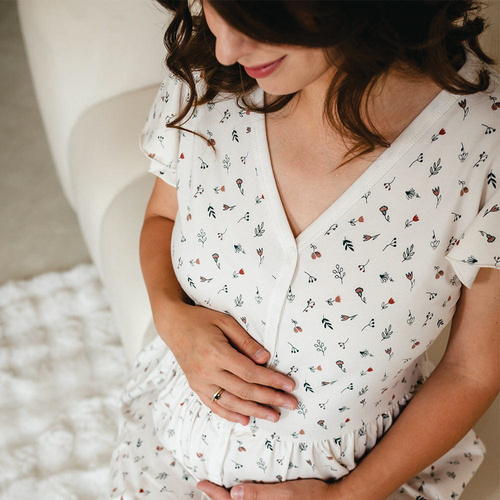 Linda Eevi ecru tehotenská košieľka bez gombíkov - na dojčenie, elastická, priedušná, poľská kvalita