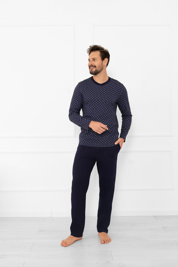 Pánske pyžamo Gerard Italian Fashion - bavlnené, s dlhým rukávom a nohavicami