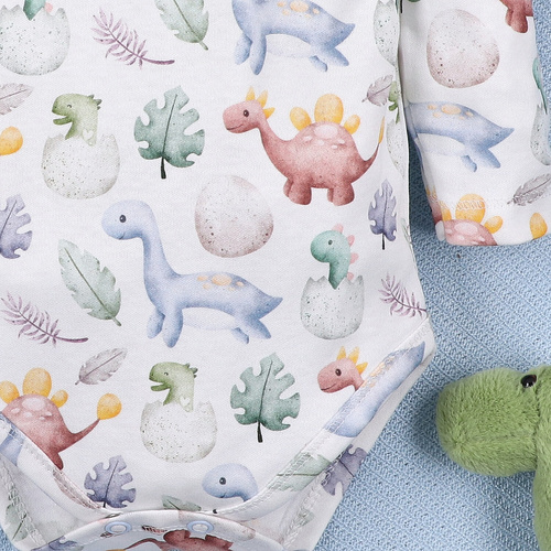 ABN-5564 Body Dino Explorer s potlačou z organickej bavlny Nini, dlhý rukáv