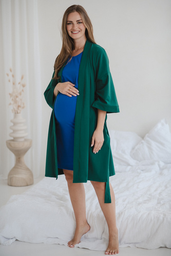 Milk&Love tehotenský župan fľaša zelená - bavlna s elastanom, pohodlný, rukáv 7/8