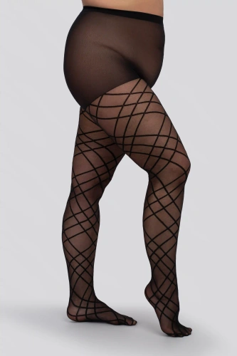 Pančuchové nohavice Mona Grid 30 DEN Queen Size – elegantný vzor