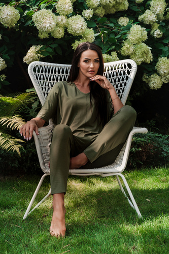 Dámsky set s krátkym rukávom Paramo, dĺžka. nohavice Italian Fashion - khaki