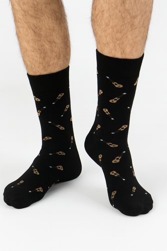 Pánske ponožky Milena Avangard 0125-122 - Small Guitars | Bavlna, netlakový pás, poľská výroba - čierne