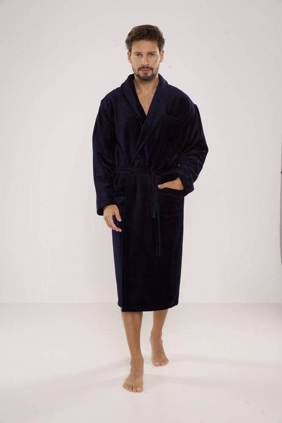 803 / 819 Dvojitý froté pánsky župan Forex - celý tmavomodrý