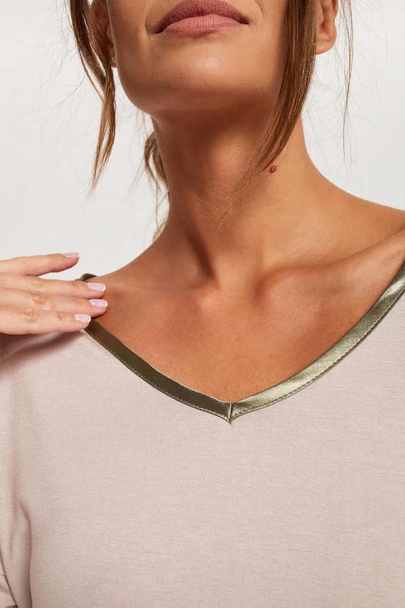 Indonézia Dámske pyžamo 3/4 rukáv, 3/4 nohavice Talianska móda - béžová/potlač